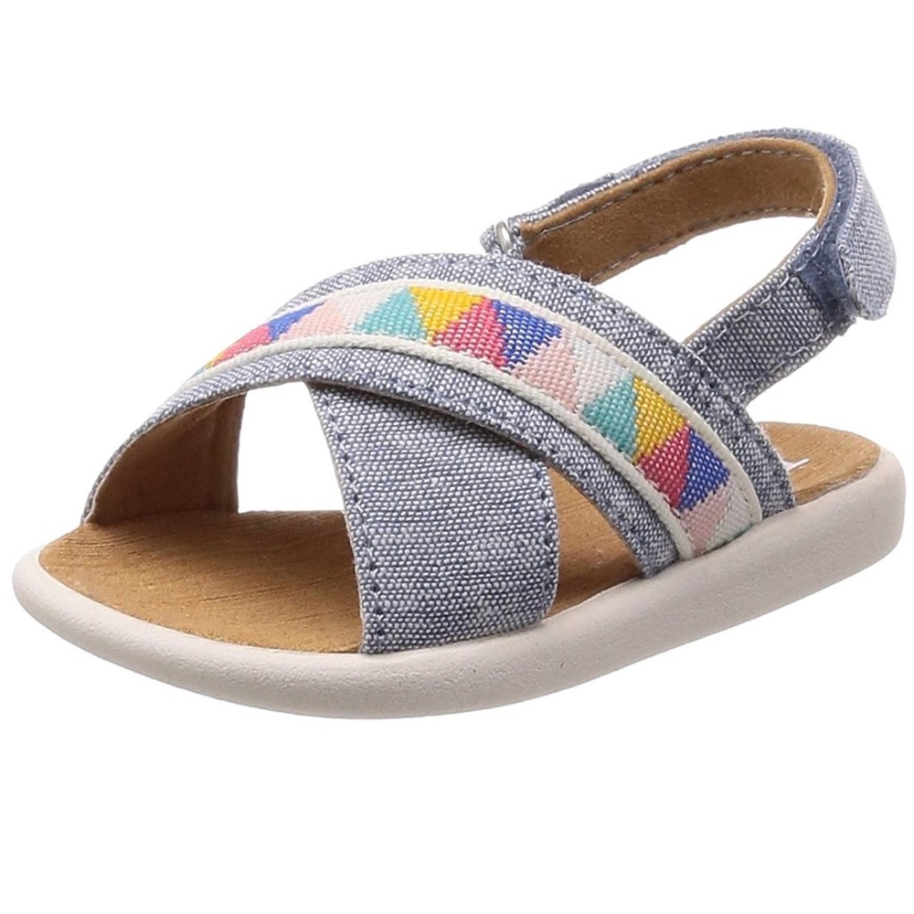 TOMS Kids Baby Girl Viv Sandal, Chambray Blue, 4